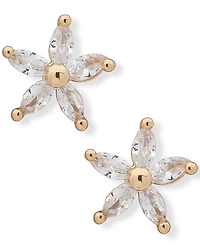 lonna & lilly Gold-Tone Cubic Zirconia Flower Stud Earrings