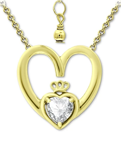 Giani Bernini Cubic Zirconia Claddagh Heart 16" Pendant Necklace, Created for Macy's