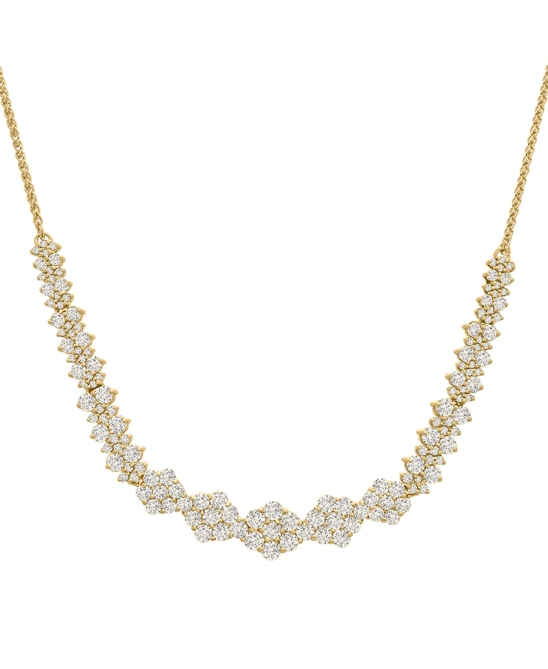 Diamond Graduated Cluster Statement Necklace (2 ct. t.w.) in 14k White Gold or 14k Yellow Gold, 17" + 2" extender