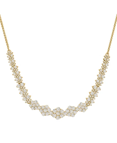 Diamond Graduated Cluster Statement Necklace (2 ct. t.w.) in 14k White Gold or 14k Yellow Gold, 17" + 2" extender