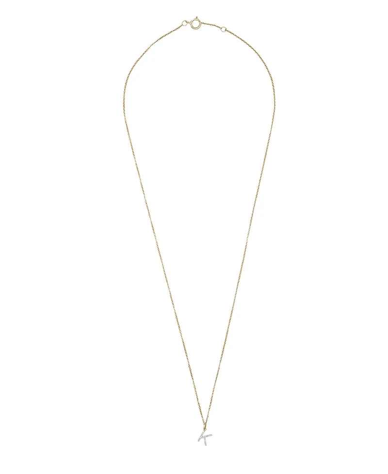 Diamond Initial Pendant Necklace (1/10 ct. t.w.) in 14k Gold, 17" + 1" Extender