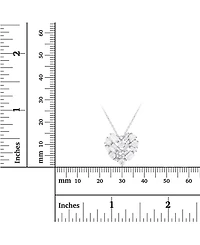 Cubic Zirconia Scattered Cluster Heart 18" Pendant Necklace Sterling Silver (Also 14k Gold Over or14k Rose Silver)