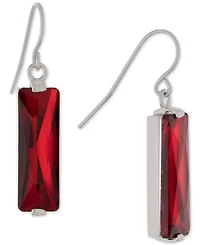 Color Crystal Rectangle Drop Earrings Sterling Silver