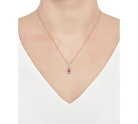 2-Pc. Set Ruby (1 ct. t.w.) & Diamond (1/20 Pendant Necklace Matching Drop Earrings Sterling Silver (Also available Sapphire or Emer