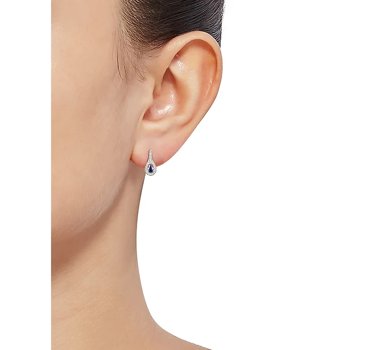 2-Pc. Set Ruby (1 ct. t.w.) & Diamond (1/20 ct. t.w.) Pendant Necklace & Matching Drop Earrings in Sterling Silver (Also available in Sapphire or Emer