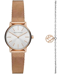 Ax Women's Rose Gold-Tone Mesh strap Watch with Bracelet 28mm