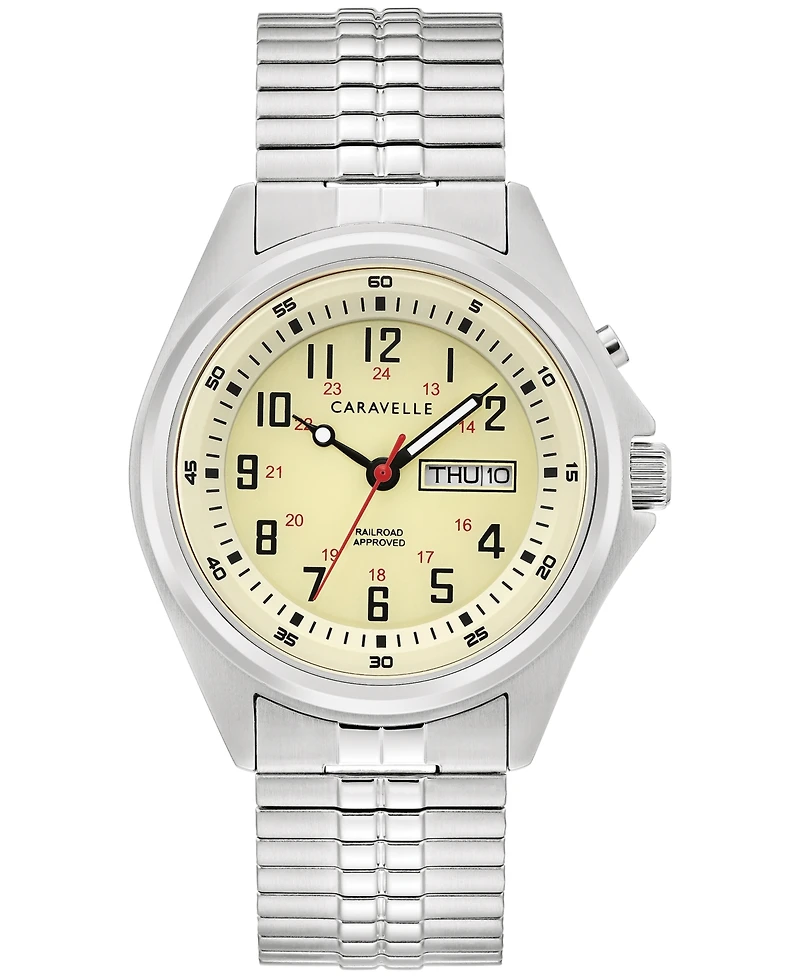 Caravelle Men's Traditional Stainless Steel Expansion Bracelet Watch 40mm
