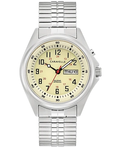 Caravelle Men's Traditional Stainless Steel Expansion Bracelet Watch 40mm