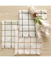 Design Imports Check Fringed Napkin, Set of 6