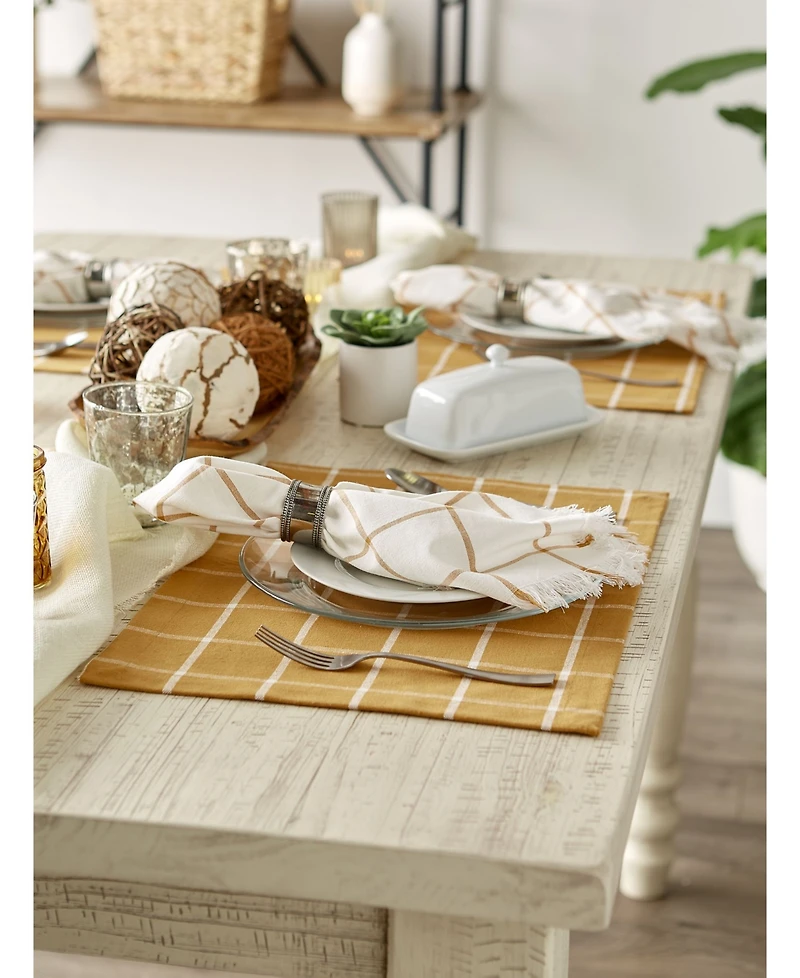 Design Imports Check Fringed Napkin, Set of 6