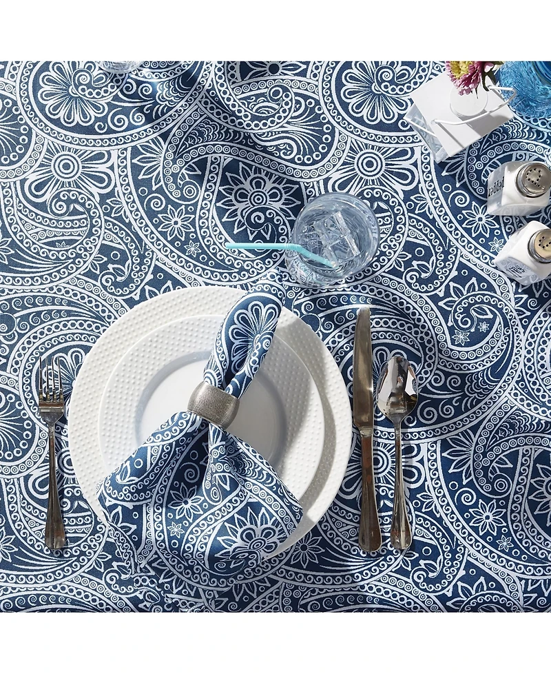 Design Imports Paisley Print Outdoor Tablecloth with Zipper, 60" x 84"