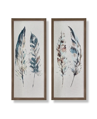 Painterly Feathers Framed Canvas Wall Art, Set of 2
