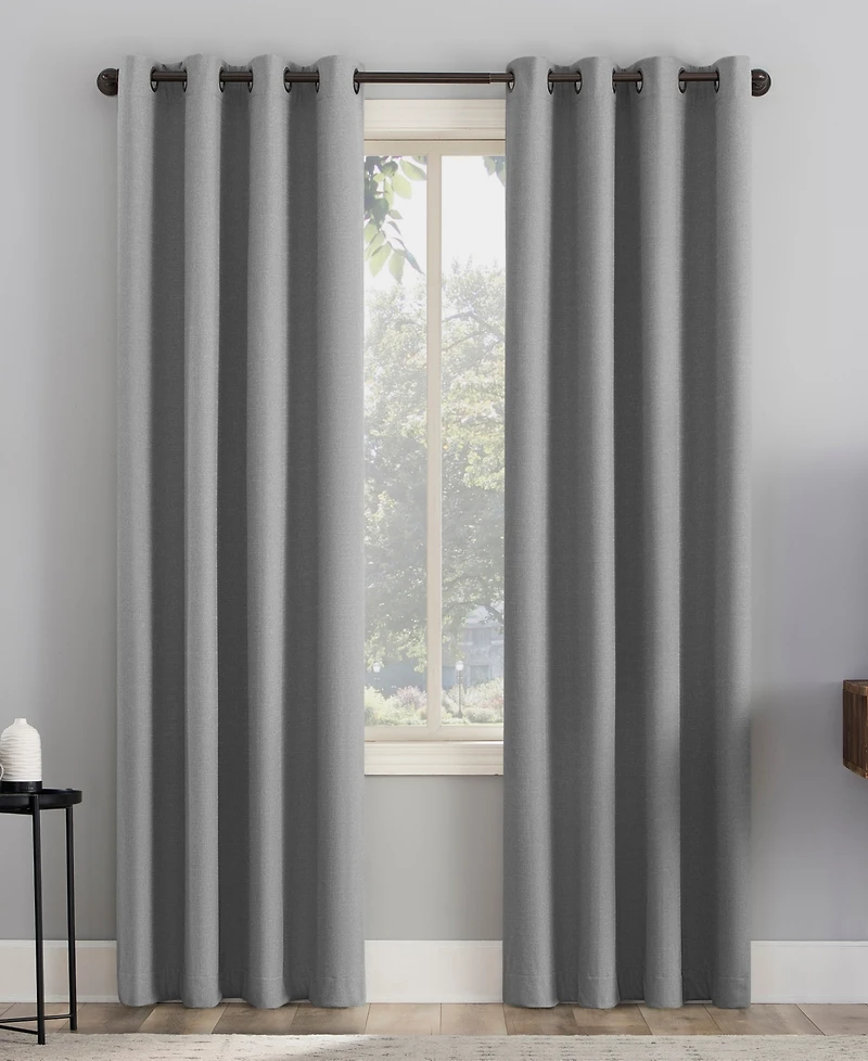 Cayden Grid Texture Draft Shield Fleece Insulated 100% Blackout Grommet Curtain Panel