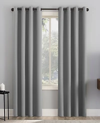 Cayden Grid Texture Draft Shield Fleece Insulated 100% Blackout Grommet Curtain Panel