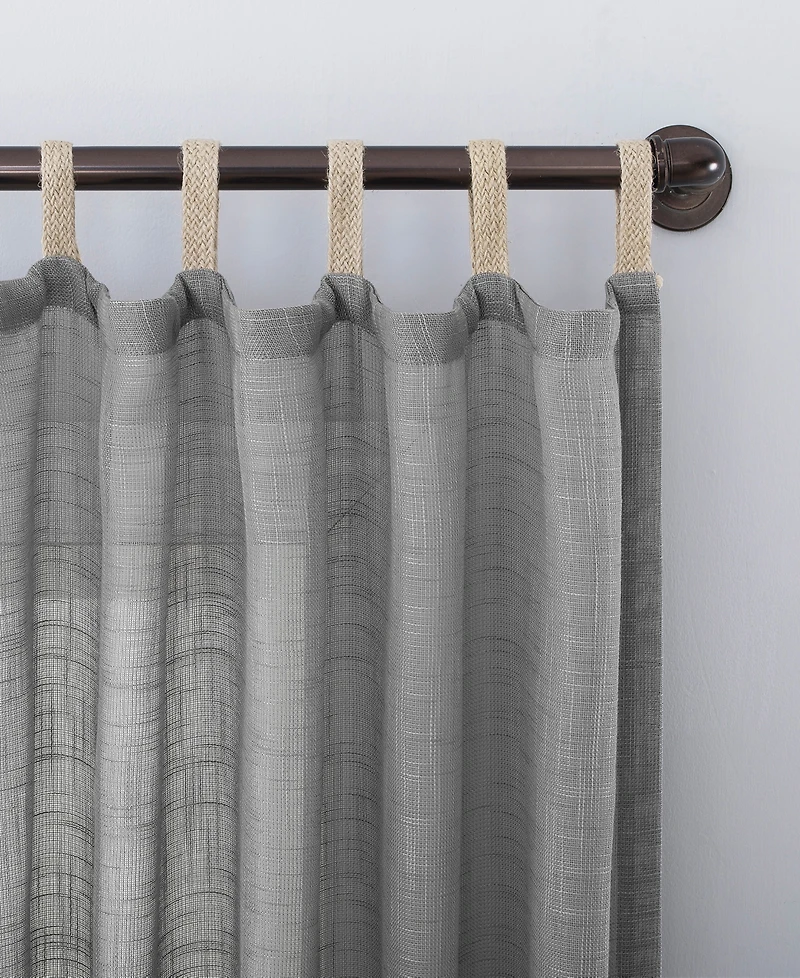 Ceri Linen Texture Jute Tabs Semi-Sheer Tab Top Curtain Panel