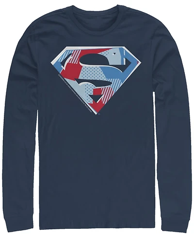 Men's Superman Cutout Logo Long Sleeve Crew T-shirt