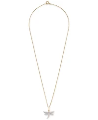 Wrapped Diamond Dragonfly 18" Pendant Necklace (1/8 ct. t.w.) in 10k Gold, Created for Macy's