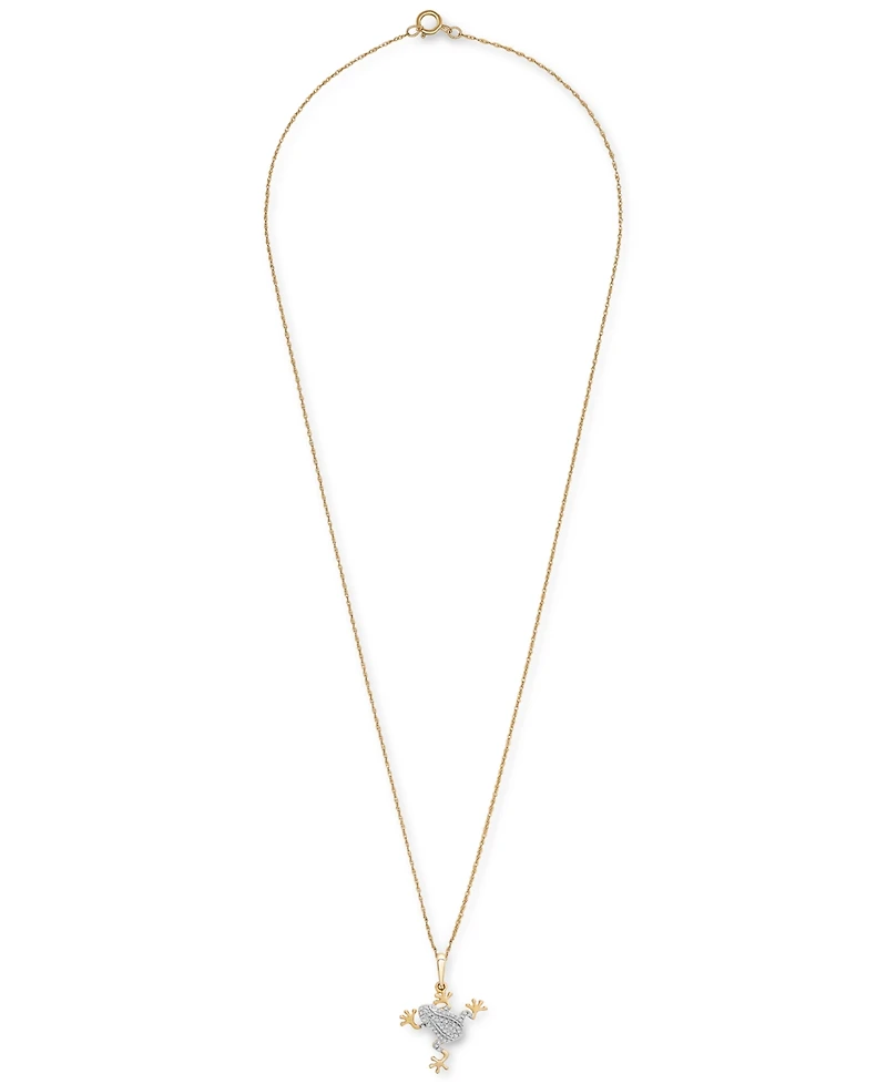 Wrapped Diamond Frog 18" Pendant Necklace (1/10 ct. t.w.) in 10k Gold, Created for Macy's