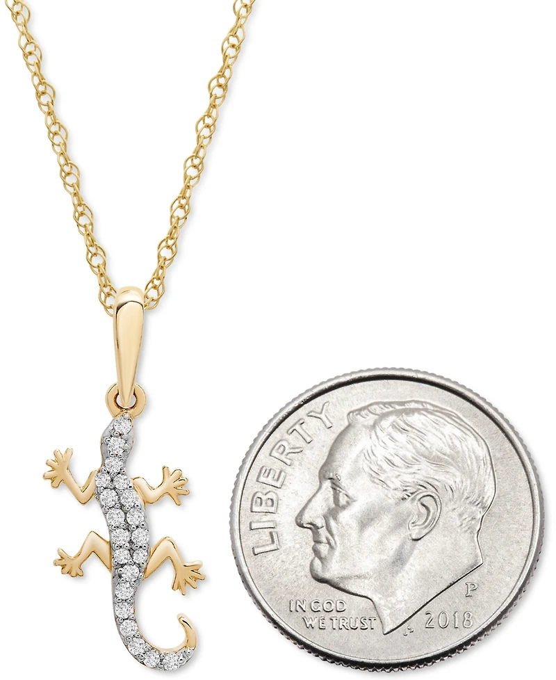 Wrapped Diamond Lizard 18" Pendant Necklace (1/10 ct. t.w.) in 10k Gold,Created for Macy's