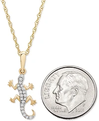 Wrapped Diamond Lizard 18" Pendant Necklace (1/10 ct. t.w.) in 10k Gold,Created for Macy's