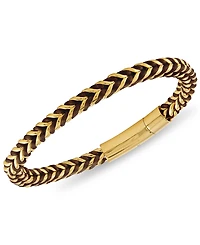 Esquire Men's Jewelry Nylon Cord Statement Bracelet Gold Ion-Plated Stainless Steel or Steel, Created for Macy's