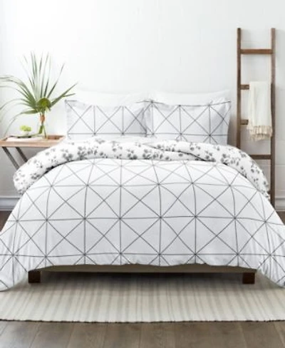 Ienjoy Home Ultra Soft Edgy Flowers Reversible Duvet Cover Set