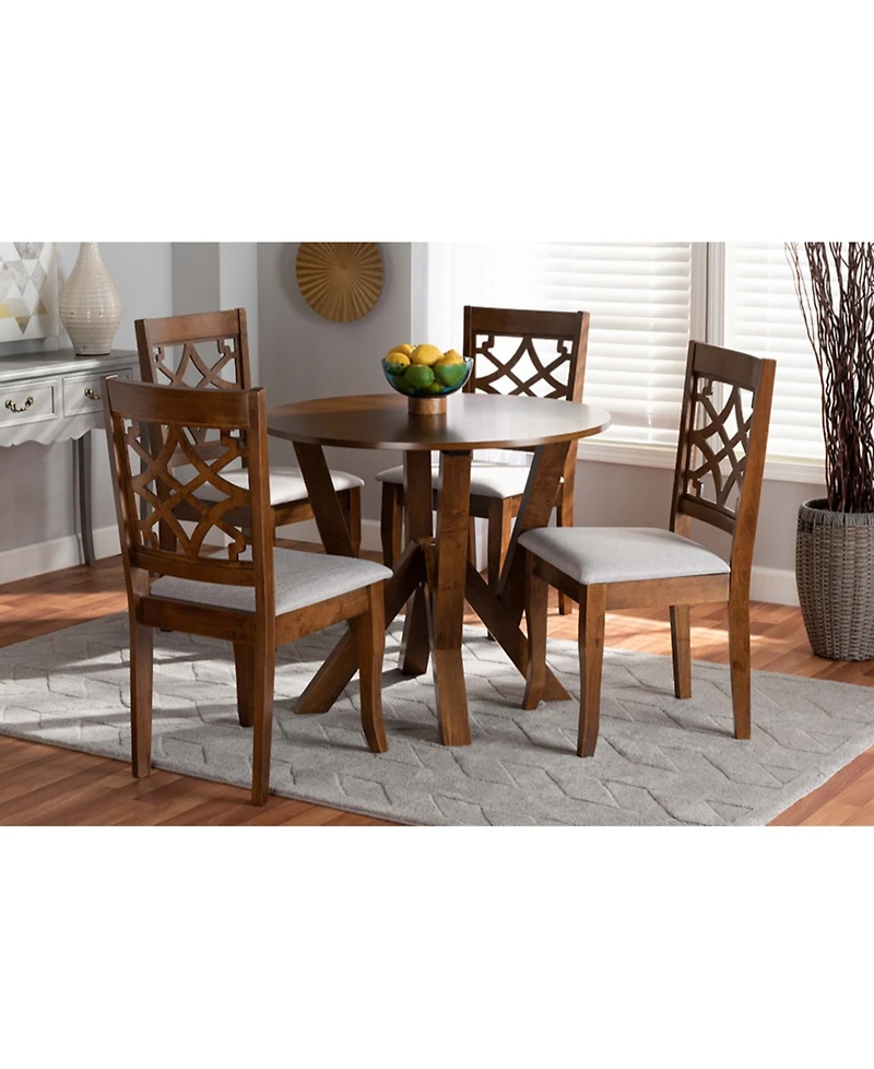 Alisa Modern and Contemporary Fabric Upholstered 5 Piece Dining Set