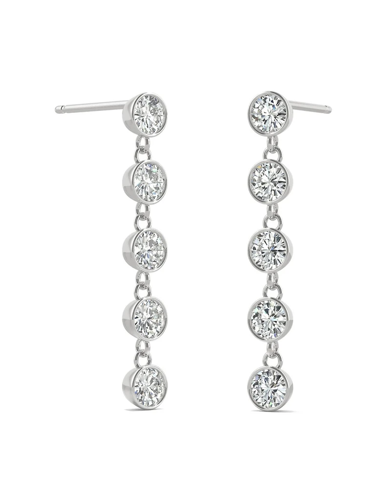 Moissanite Bezel Drop Earrings 1 ct. t.w. Diamond Equivalent in 14k White Gold