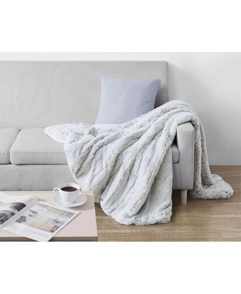 Christian Siriano Snow Leopard Luxury Faux-Fur Throw, 60" x 70"