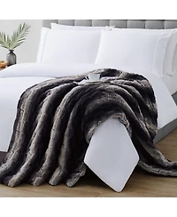 Christian Siriano Ny 60" x 70" Black Ombre Luxury Faux Fur Filled Throw with Gift Box