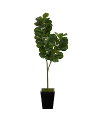 68" Fiddle Leaf Fig Artificial Tree in Metal Planter