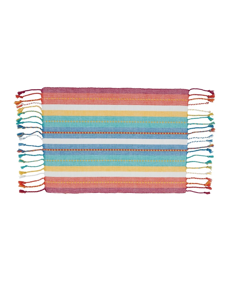 Saro Lifestyle Striped Design Dobby Placemats, Set of 4, 19" x 13"