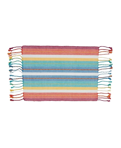 Saro Lifestyle Striped Design Dobby Placemats, Set of 4, 19" x 13"