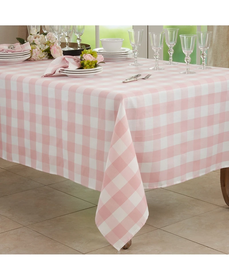 Saro Lifestyle Buffalo Plaid Design Cotton Blend Tablecloth, 70" x