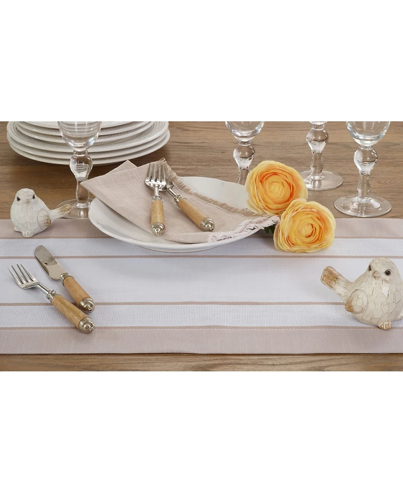 Saro Lifestyle Long Table Runner with Banded Border Design