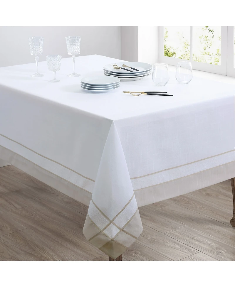 Saro Lifestyle Casual Tablecloth with Banded Border Design