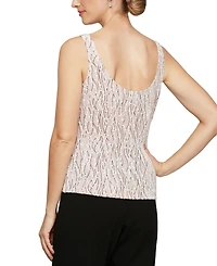 Alex Evenings Printed Piped 3/4-Sleeve Two-Piece Glitter Top & Jacket