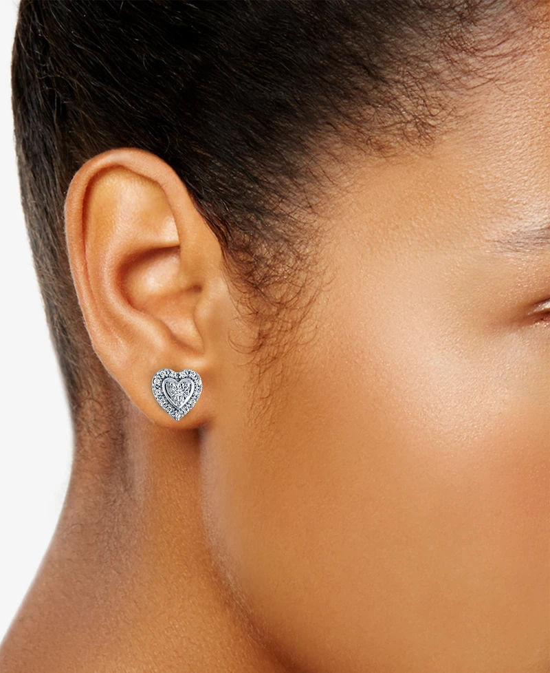 Diamond Heart Earrings (1/10 ct. t.w.) Sterling Silver or & 14k Rose Gold-Plate
