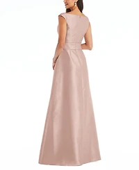 Alfred Sung Plus Size Off-the-Shoulder Draped Wrap Satin Maxi Dress