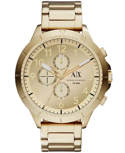 A|X Armani Exchange Men's Chronograph Gold Tone Stainless Steel Bracelet Watch 50mm
