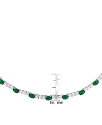 Simulated Emerald/Cubic Zirconia Oval Necklace in Silver Plate