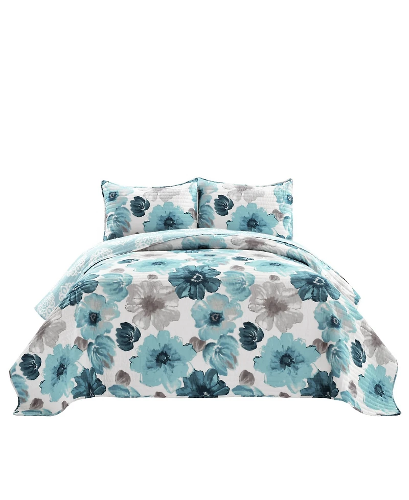 Lush Decor Leah 3 Piece Quilt Set, Full/Queen