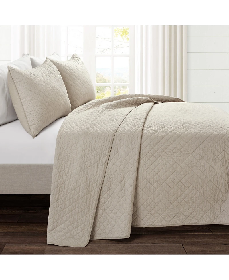 Lush Decor Ava Cotton 3 Piece Quilt Set, Full/Queen