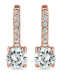 Cubic Zirconia Huggie Hoop Earrings 18k Gold-Plated Sterling Silver or Rose