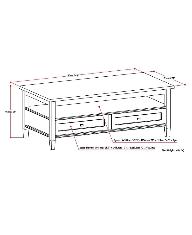 Warm Shaker Solid Wood Coffee Table