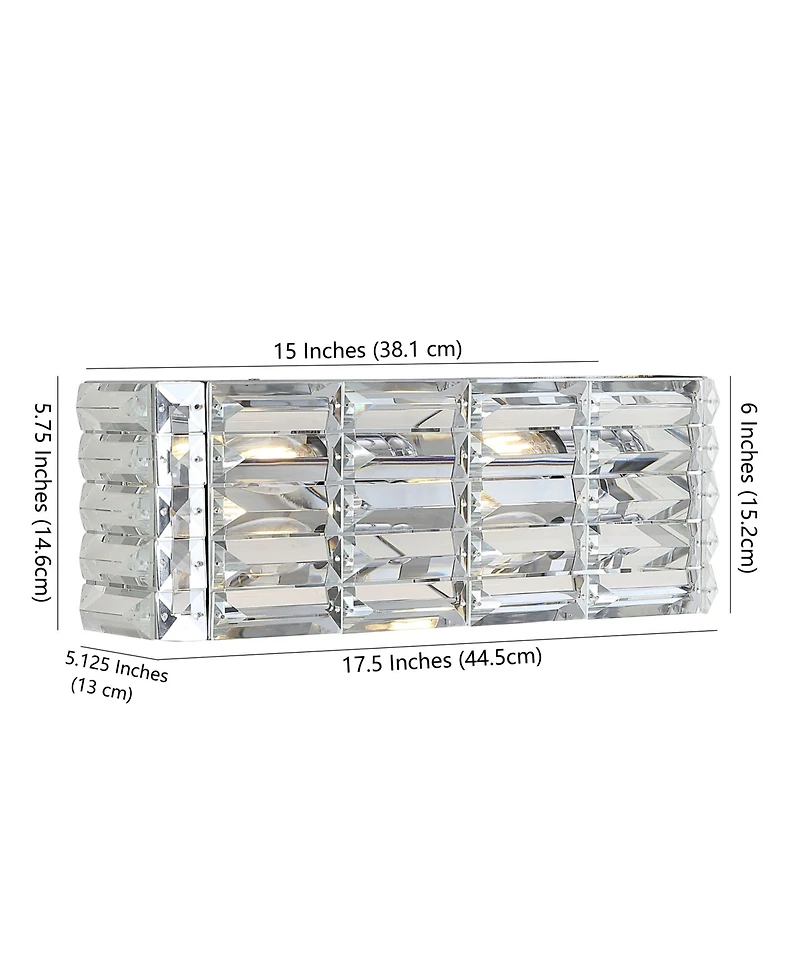 Evelyn Crystal Rectangle 2-Light Glam Modern Led Vanity Light