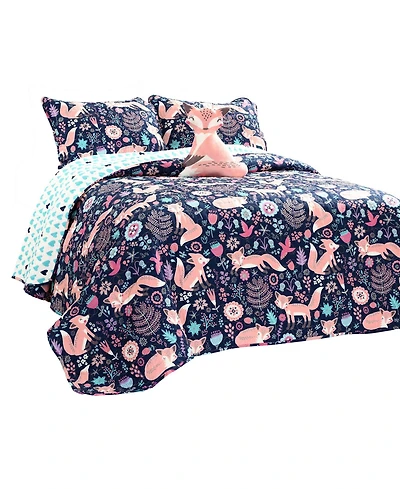 Lush Decor Kids Pixie Fox 3 Piece Quilt Set, Twin