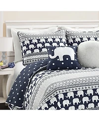 Lush Decor Kids Elephant Stripe 5 Piece Quilt Set, Twin/Twin Xl