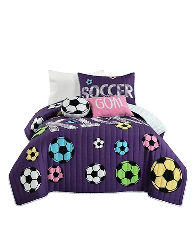 Lush Decor Kids Girls Soccer Kick 4-Pc. Quilt Set, Twin/Twin Xl