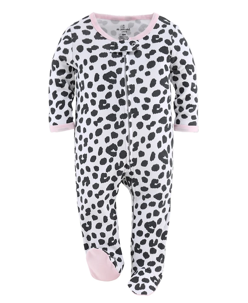 The Peanutshell Baby Girls Sleep n Play Footed Pajamas Sleepwear Set, 6-9 Months, Newborn, 3-Pack